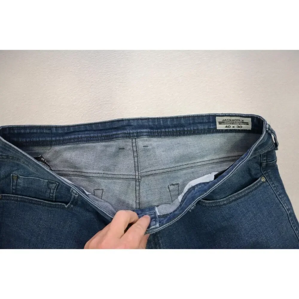 Buffalo David Bitton Jackson-X Buckle Straight‎ Stretch Denim Jeans Mens 40 x 30